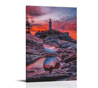 XMHMYHZJ Drip Poster with The Reflection of A Light House And A Light House between Wall Art Mural Modern Decoration Hanging Art Poster 24x36inch(60x90cm)