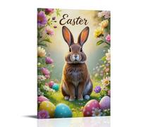 XMHMYHZJ Easter Poster Featuring A Rabbit Sitting Among Colorful Eggs Wall Art Mural Modern Decoration Hanging Art Poster 08x12inch(20x30cm)