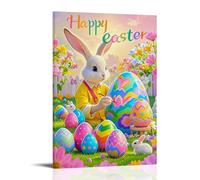 XMHMYHZJ Easter Poster Featuring A Stuffed Animal Sitting Among A Pile of Painted Eggs Wall Art Mural Modern Decoration Hanging Art Poster 12x18inch(30x45cm)