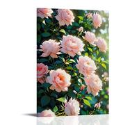 XMHMYHZJ Flowers Poster Featuring A Row of Pink Roses Are Illuminated by Sunlight Wall Art Mural Modern Decoration Hanging Art Poster 16x24inch(40x60cm)
