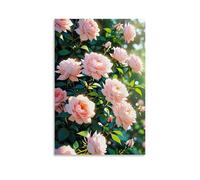 XMHMYHZJ Flowers Poster Featuring A Row of Pink Roses Are Illuminated by Sunlight Wall Art Mural Modern Decoration Hanging Art Poster 24x36inch(60x90cm)