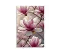 XMHMYHZJ Flowers Poster with A Purple Flower And White Petals Bloom on Tree Wall Art Mural Modern Decoration Hanging Art Poster 24x36inch(60x90cm)