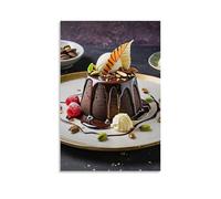 XMHMYHZJ Food Poster Featuring Chocolate Cakes with Melted Cream, Whipped Ice Cream And Cher Wall Art Mural Modern Decoration Hanging Art Poster 24x36inch(60x90cm)