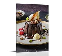 XMHMYHZJ Food Poster Featuring Chocolate Cakes with Melted Cream, Whipped Ice Cream And Cher Wall Art Mural Modern Decoration Hanging Art Poster 20x30inch(50x75cm)