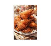 XMHMYHZJ Food Poster of A Plate Filled with Fried Chicken on A Table Wall Art Mural Modern Decoration Hanging Art Poster 08x12inch(20x30cm)