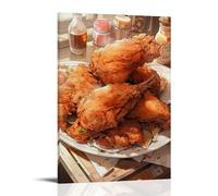XMHMYHZJ Food Poster of A Plate Filled with Fried Chicken on A Table Wall Art Mural Modern Decoration Hanging Art Poster 12x18inch(30x45cm)