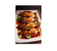 XMHMYHZJ Food Poster of A Plate of Marinade Sauce And Chicken on Rice Wall Art Mural Modern Decoration Hanging Art Poster 08x12inch(20x30cm)