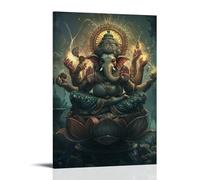 XMHMYHZJ Ganesha Sits Atop A Lotus Pedestal, His Many Hands Weaving Light Into Patterns That Ripple Across The Sky. Wall Art Mural Modern Decoration Hanging Art Poster 16x24inch(40x60cm)