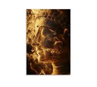 XMHMYHZJ Golden Incense Smoke Curls Around Buddha’s Face As Monks Chant in Harmony with The Wind. Wall Art Mural Modern Decoration Hanging Art Poster 20x30inch(50x75cm)