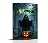 XMHMYHZJ Halloween Poster Design with Pumpkin And Ghostly Face, Surrounded by Trees Wall Art Mural Modern Decoration Hanging Art Poster 08x12inch(20x30cm)
