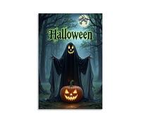 XMHMYHZJ Halloween Poster Design with Pumpkin And Ghostly Face, Surrounded by Trees Wall Art Mural Modern Decoration Hanging Art Poster 16x24inch(40x60cm)