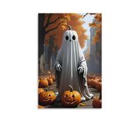 XMHMYHZJ Halloween Poster of Ghost with A Glowing Face on The Street Wall Art Mural Modern Decoration Hanging Art Poster 16x24inch(40x60cm)
