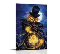 XMHMYHZJ Halloween Poster of Light Coming from A Lantern with An Old Hat Wall Art Mural Modern Decoration Hanging Art Poster 16x24inch(40x60cm)