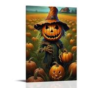 XMHMYHZJ Halloween Poster of Pumpkin Scared in A Field Full of Jack O Lanterns Wall Art Mural Modern Decoration Hanging Art Poster 16x24inch(40x60cm)