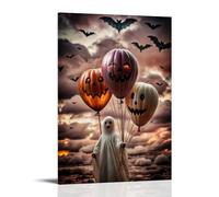 XMHMYHZJ Halloween Poster Showing Three Pumpkins, One with A Ghost Face And Two Wall Art Mural Modern Decoration Hanging Art Poster 20x30inch(50x75cm)