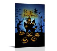 XMHMYHZJ Halloween Poster with A Castle And Pumpkins Against The Backdrop Wall Art Mural Modern Decoration Hanging Art Poster 16x24inch(40x60cm)