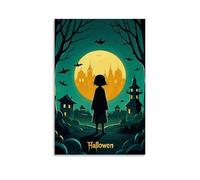 XMHMYHZJ Halloween Poster with A Little Girl Standing in The Rain Next to Dead Trees Wall Art Mural Modern Decoration Hanging Art Poster 20x30inch(50x75cm)