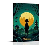 XMHMYHZJ Halloween Poster with A Little Girl Standing in The Rain Next to Dead Trees Wall Art Mural Modern Decoration Hanging Art Poster 08x12inch(20x30cm)