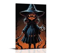 XMHMYHZJ Halloween Poster with A Scare Wearing A Witch in The Woods Wall Art Mural Modern Decoration Hanging Art Poster 20x30inch(50x75cm)