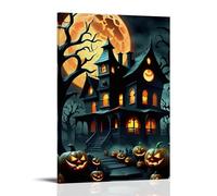 XMHMYHZJ Halloween Poster with A Scary House in Front of An Extra Moon Wall Art Mural Modern Decoration Hanging Art Poster 16x24inch(40x60cm)