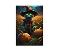 XMHMYHZJ Halloween Poster with Skeleton in Full Field of Pumpkins Wall Art Mural Modern Decoration Hanging Art Poster 24x36inch(60x90cm)