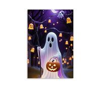 XMHMYHZJ Halloween Poster with Spooky Ghost Standing Next to A Scare Wall Art Mural Modern Decoration Hanging Art Poster 16x24inch(40x60cm)
