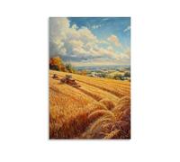 XMHMYHZJ Harvest Time in The Country An Oil Rendering of Golden Fields And Farmers at Work Wall Art Mural Modern Decoration Hanging Art Poster 16x24inch(40x60cm)