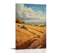 XMHMYHZJ Harvest Time in The Country An Oil Rendering of Golden Fields And Farmers at Work Wall Art Mural Modern Decoration Hanging Art Poster 08x12inch(20x30cm)