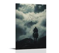 XMHMYHZJ In A Dream, The Knight Sees A Sky of Crosses Rising from The Clouds And Rides Toward It with Eyes Full of Peace. Wall Art Mural Modern Decoration Hanging Art Poster 20x30inch(50x75cm)