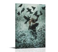 XMHMYHZJ In A Frozen Forest, An Angel Melts The Snow Beneath Her As Birds Perch on Her Shoulders Without Fear. Wall Art Mural Modern Decoration Hanging Art Poster 16x24inch(40x60cm)