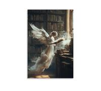 XMHMYHZJ In A Library of Forgotten Books, An Angel Opens A Dusty Volume, And The Words Take Flight. Wall Art Mural Modern Decoration Hanging Art Poster 12x18inch(30x45cm)