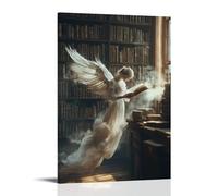 XMHMYHZJ In A Library of Forgotten Books, An Angel Opens A Dusty Volume, And The Words Take Flight. Wall Art Mural Modern Decoration Hanging Art Poster 12x18inch(30x45cm)
