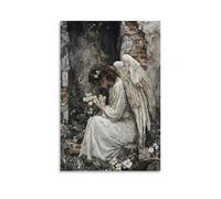 XMHMYHZJ In A War-torn Village, An Angel Kneels Beside A Crumbled Home, Planting Seeds of Light That Bloom Overnight. Wall Art Mural Modern Decoration Hanging Art Poster 16x24inch(40x60cm)