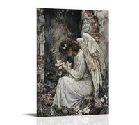 XMHMYHZJ In A War-torn Village, An Angel Kneels Beside A Crumbled Home, Planting Seeds of Light That Bloom Overnight. Wall Art Mural Modern Decoration Hanging Art Poster 20x30inch(50x75cm)