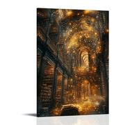 XMHMYHZJ In The Center of A Celestial Library, Angels Read from Giant Books, with Golden Dust Rising As They Turn The Pages. Wall Art Mural Modern Decoration Hanging Art Poster 24x36inch(60x90cm)