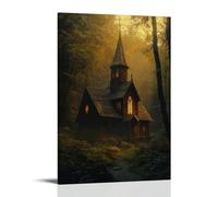 XMHMYHZJ In The Heart of A Dense Forest, A Wooden Church Glows with Inner Light, Untouched by Time Or Noise. Wall Art Mural Modern Decoration Hanging Art Poster 08x12inch(20x30cm)