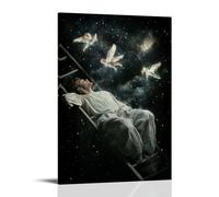 XMHMYHZJ Jacob Dreaming Under Stars As Angels Ascend And Descend A Glowing Ladder Into The Heavens Above His Resting Place. Wall Art Mural Modern Decoration Hanging Art Poster 16x24inch(40x60cm)