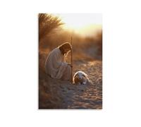 XMHMYHZJ Jesus Draws A Line in The Sand with His Staff, And No Wolf Crosses As The Lamb Lies Beside Him. Wall Art Mural Modern Decoration Hanging Art Poster 20x30inch(50x75cm)