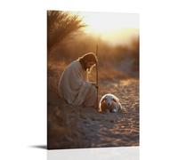 XMHMYHZJ Jesus Draws A Line in The Sand with His Staff, And No Wolf Crosses As The Lamb Lies Beside Him. Wall Art Mural Modern Decoration Hanging Art Poster 20x30inch(50x75cm)