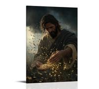 XMHMYHZJ Jesus Feeds Five Thousand Beneath A Thunderous Sky, His Hands Multiplying Miracles Like Seeds. Wall Art Mural Modern Decoration Hanging Art Poster 24x36inch(60x90cm)