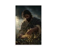 XMHMYHZJ Jesus Feeds Five Thousand Beneath A Thunderous Sky, His Hands Multiplying Miracles Like Seeds. Wall Art Mural Modern Decoration Hanging Art Poster 20x30inch(50x75cm)