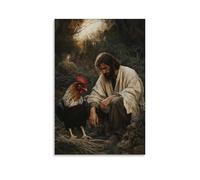 XMHMYHZJ Jesus Gazing Into Peter’s Tearful Eyes after The Third Denial, A Rooster Crowing As Dawn Breaks through Cold Silence. Wall Art Mural Modern Decoration Hanging Art Poster 12x18inch(30x45cm)
