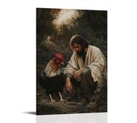 XMHMYHZJ Jesus Gazing Into Peter’s Tearful Eyes after The Third Denial, A Rooster Crowing As Dawn Breaks through Cold Silence. Wall Art Mural Modern Decoration Hanging Art Poster 08x12inch(20x30cm)