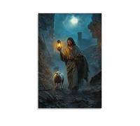 XMHMYHZJ Jesus Holds A Lantern in One Hand And The Lamb in The Other As They Walk through Ruins Filled with Unseen Threats. Wall Art Mural Modern Decoration Hanging Art Poster 12x18inch(30x45cm)