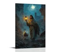 XMHMYHZJ Jesus Holds A Lantern in One Hand And The Lamb in The Other As They Walk through Ruins Filled with Unseen Threats. Wall Art Mural Modern Decoration Hanging Art Poster 20x30inch(50x75cm)