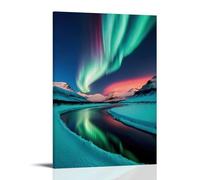 XMHMYHZJ Landscape Poster of Aurora Lights Reflecting in A River at Night Wall Art Mural Modern Decoration Hanging Art Poster 20x30inch(50x75cm)