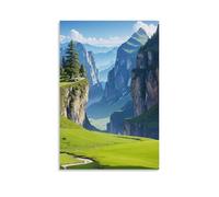 XMHMYHZJ Landscape Poster of Green Valley And Steep Cliff in The High Mountains Wall Art Mural Modern Decoration Hanging Art Poster 24x36inch(60x90cm)