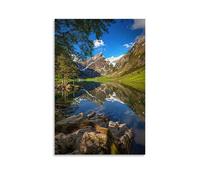 XMHMYHZJ Landscape Poster of Mountains, Lake And Sky, Surrounded by Rocks Wall Art Mural Modern Decoration Hanging Art Poster 16x24inch(40x60cm)