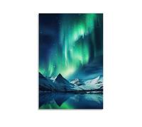 XMHMYHZJ Landscape Poster of The Aurora Bore over A Mountain Wall Art Mural Modern Decoration Hanging Art Poster 16x24inch(40x60cm)