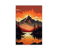 XMHMYHZJ Landscape Poster Showing The Calm Waters And Mountains As A Backdrop Wall Art Mural Modern Decoration Hanging Art Poster 16x24inch(40x60cm)